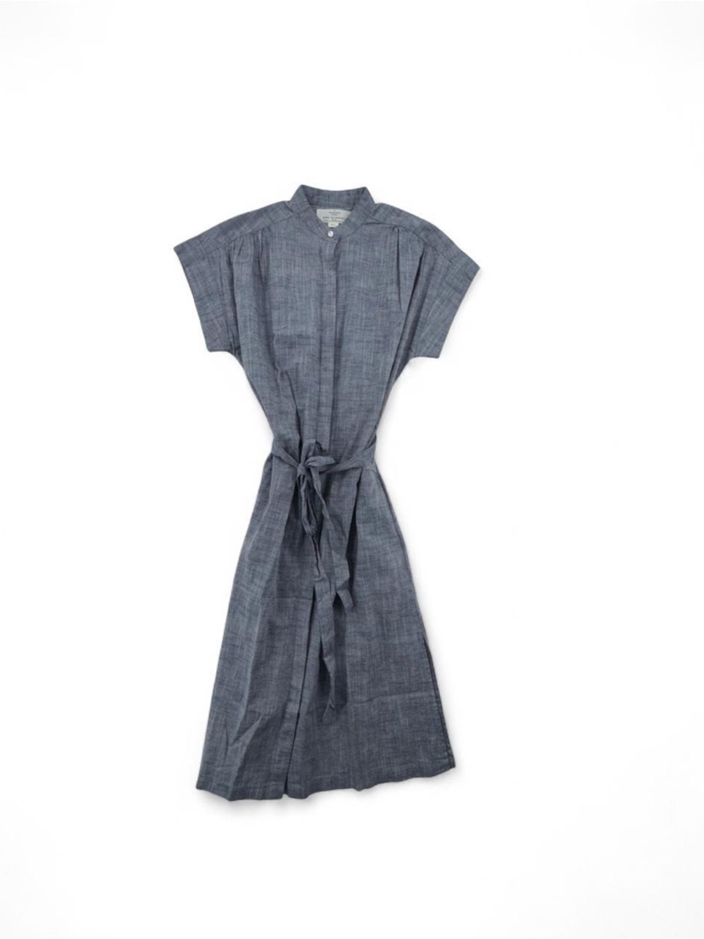 Trovata Birds of Paradis Blue Cotton Linen Short Sleeve Shirt Dress Size Small